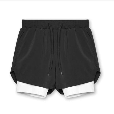 black and white Men's Built In Compression Workout Shorts | Gay Shorts - Men's Activewear, gym short, sport shorts, running shorts- pridevoyageshop.com