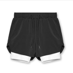 black and white Men's Built In Compression Workout Shorts | Gay Shorts - Men's Activewear, gym short, sport shorts, running shorts- pridevoyageshop.com