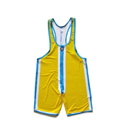 yellow DM Striped Wrestling Singlet - Men's Singlets, Bodysuits, Rompers & Jumpsuits - pridevoyageshop.com