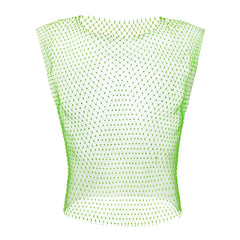 green Mens Rhinestone Shiny Mesh Tank Top - pridevoyageshop.com - gay costumes, men role play outfits, gay party costumes and gay rave outfits