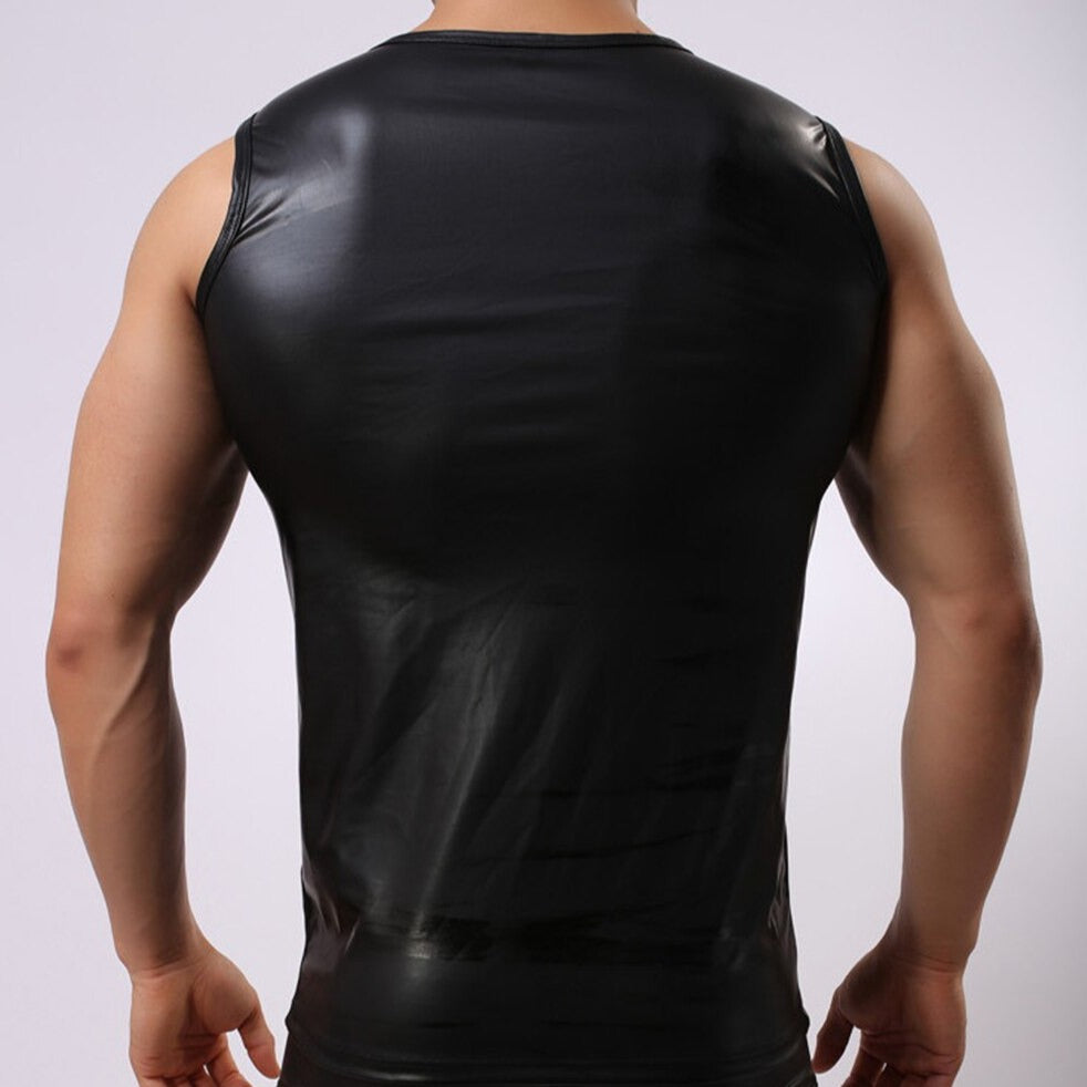 2023 Gay Men's Summer Fashion: - pridevoyageshop.com - gay men’s harness, lingerie and fetish wearBlack Leather Muscle Shirt