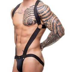 sexy gay man in black CLEVER-MENMODE Elastic Jockstrap Harness | Gay Harness- pridevoyageshop.com - gay men’s harness, lingerie and fetish wear
