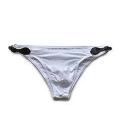 white VividFlash Leather Buckle Bikini Briefs - pridevoyageshop.com - gay men’s underwear and swimwear