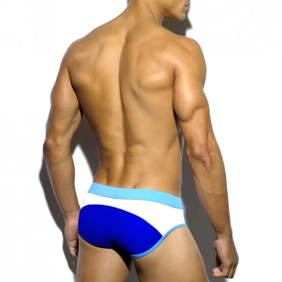 a hot gay man in blue Men's Two-toned Bold Swim Briefs - pridevoyageshop.com - gay men’s underwear and swimwear