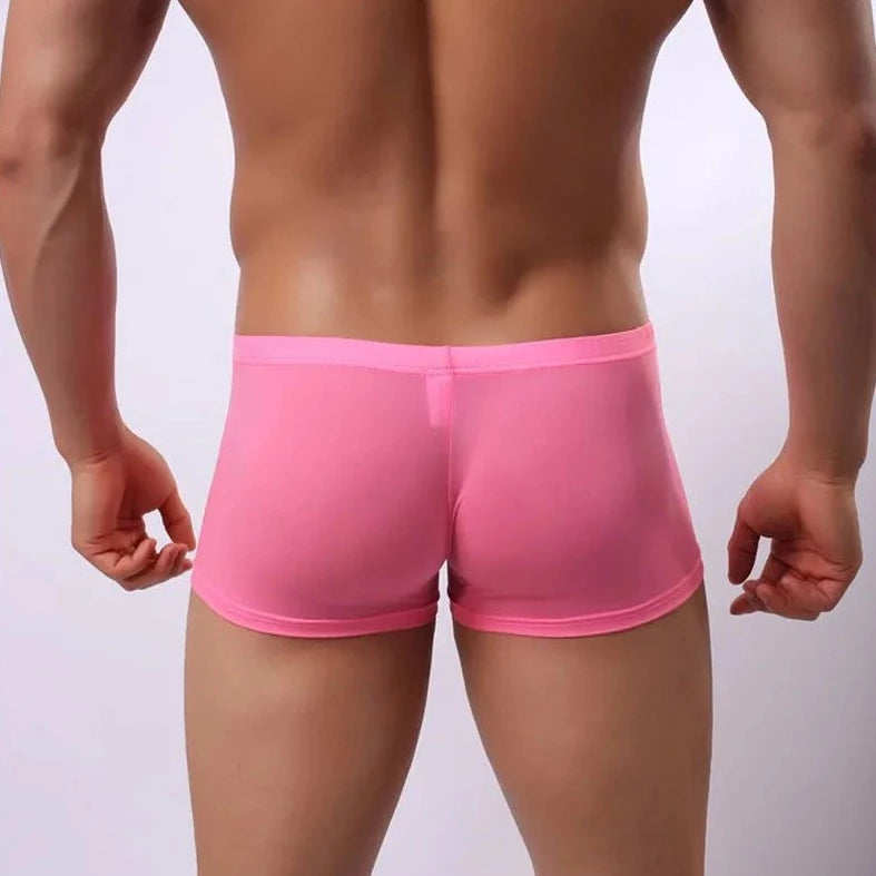 a sexy gay man in pink Super Stretchy Ice Silk Boxer Brief - pridevoyageshop.com - gay men’s underwear and swimwear