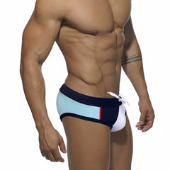 a sexy gay man white Men's Patchwork Bowtie Swim Briefs - pridevoyageshop.com - gay men’s underwear and swimwear
