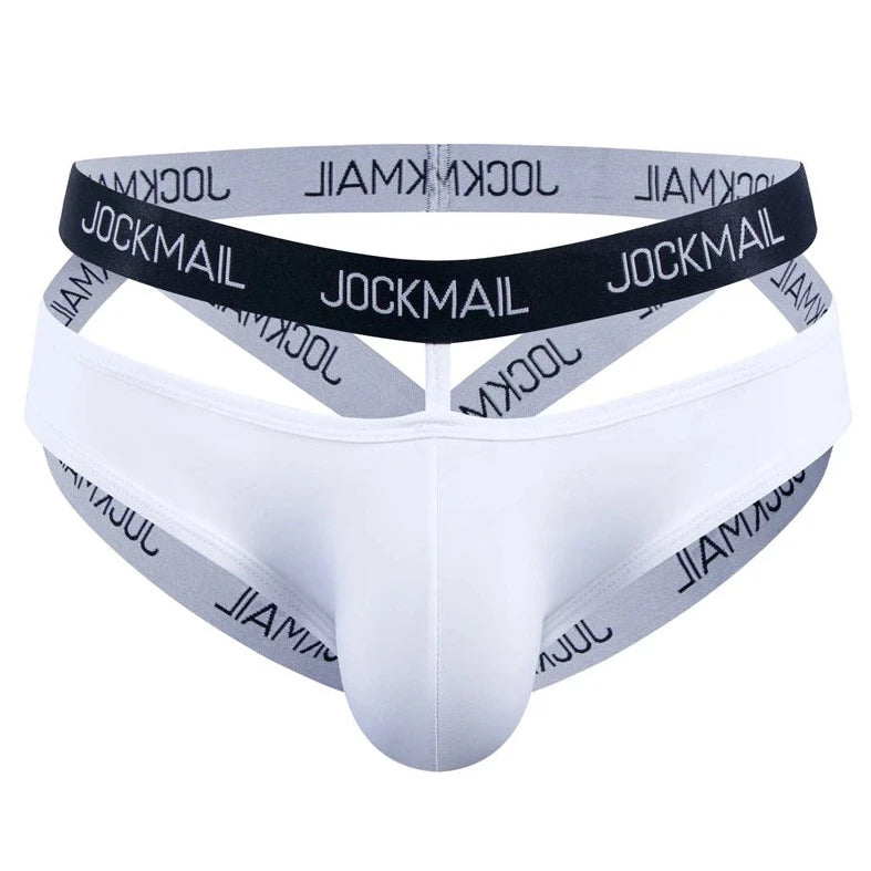 white Jockmail Bondage Jockstrap - pridevoyageshop.com - gay men’s underwear and swimwear