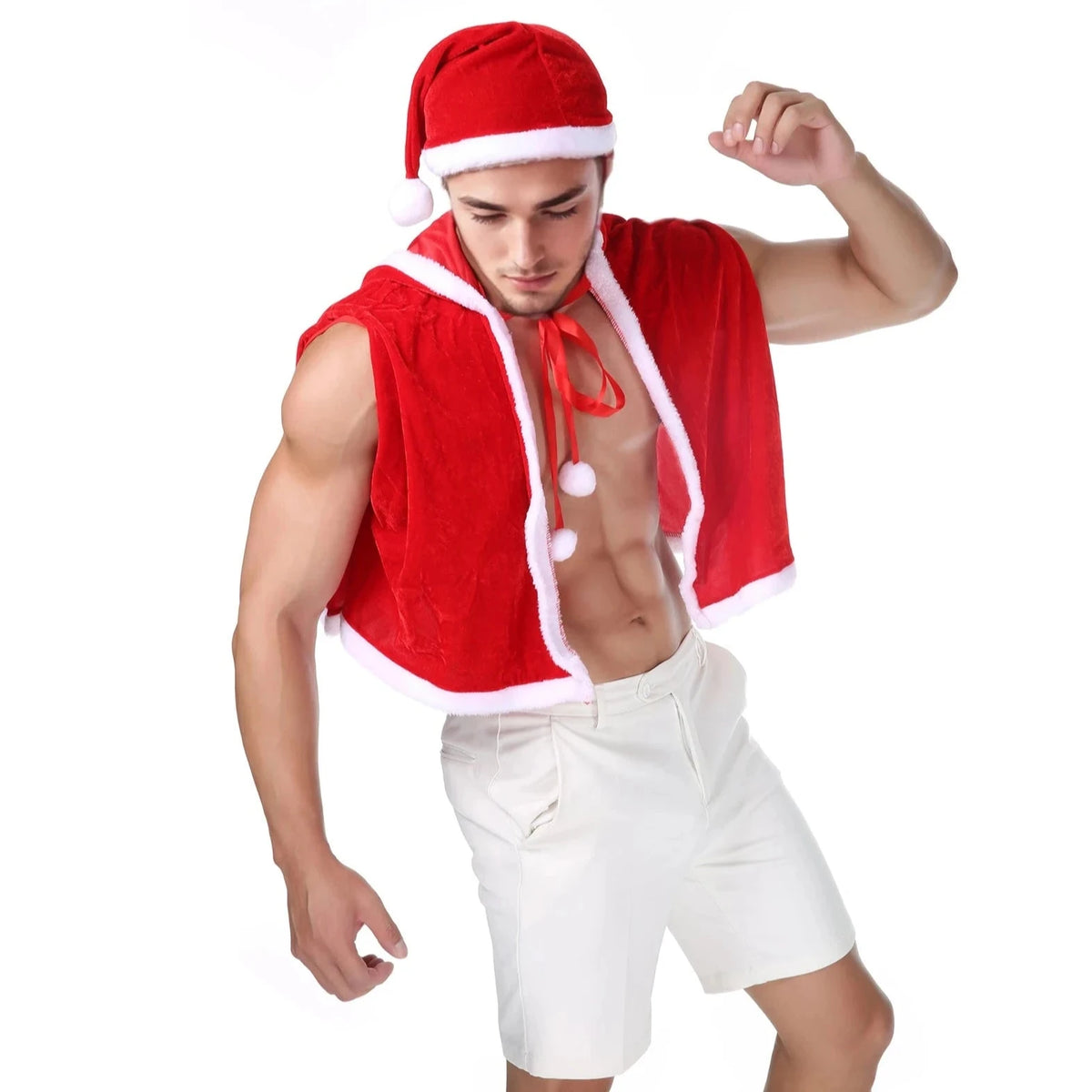 a sexy gay man in Sleigh Daddy Santa Costume - pridevoyageshop.com - gay costumes, men role play outfits, gay party costumes and gay rave outfits