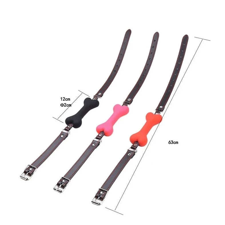 size details of Puppy Treat Bone Gag - pridevoyageshop.com - gay men’s bodystocking, lingerie, fishnet and fetish wear