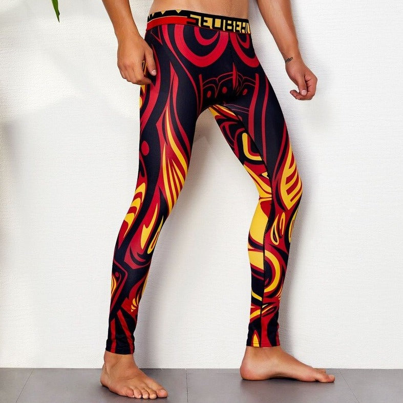 Gay Leggings | Colorful Print Elemental Workout Leggings - pridevoyageshop.com - gay men’s underwear and activewear