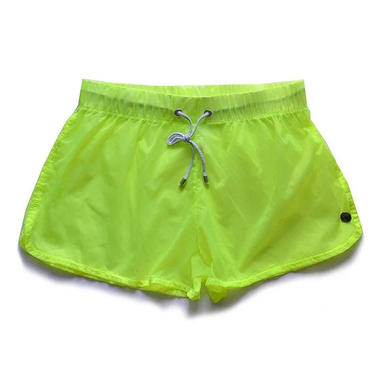 Fluorescent Green Men's See-Thru Strap Shorts - Men's Activewear, gym short, sport shorts, running shorts- pridevoyageshop.com