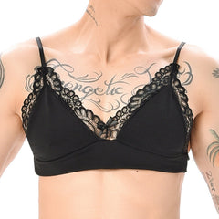 black Sensual Lace Trim Bras: Bralette and Lingerie for Men- pridevoyageshop.com - gay men’s harness, lingerie and fetish wear