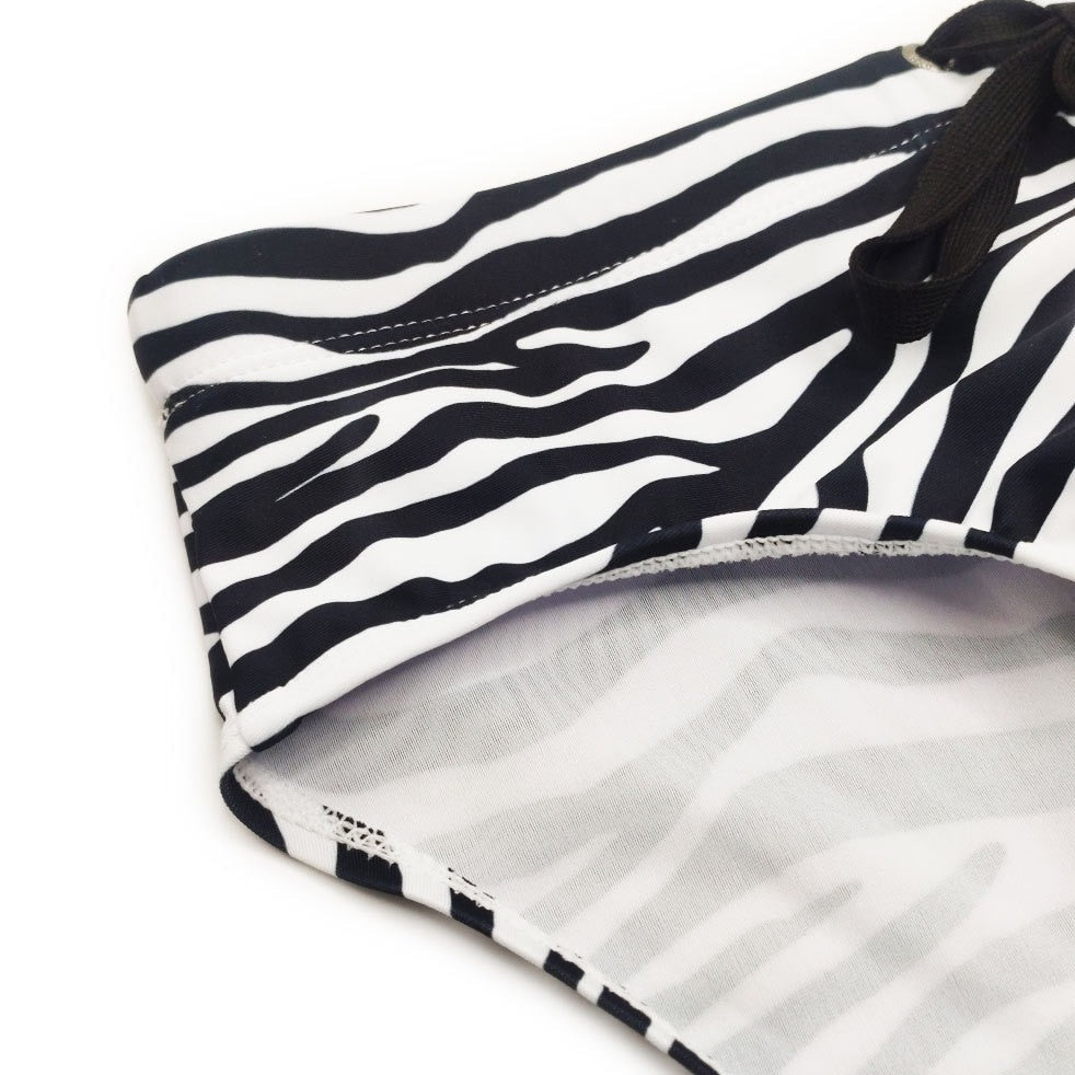 details of Gay Swimwear | Zebra Striped Swim Briefs- pridevoyageshop.com - gay men’s underwear and swimwear