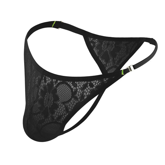 black Erotic Lace Thong: Sexy Men's See-Through Underwear and Lingerie - pridevoyageshop.com - gay men’s underwear and swimwear