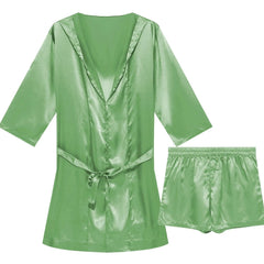 green Men's Silk Hooded Robe + Boxers - pridevoyageshop.com - gay men’s underwear and swimwear