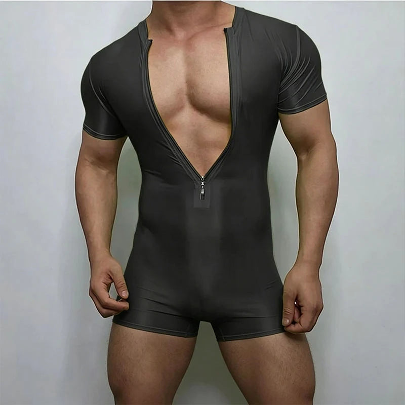 Pull It Down Deep-V Bodysuit for Gay Men