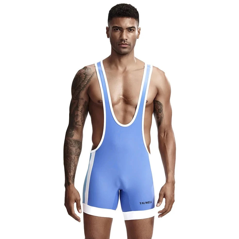 a hot man in sky blue Deep Scoop Classic Wrestling Singlet - Men's Singlets, Bodysuits, Leotard & Unitard - pridevoyageshop.com