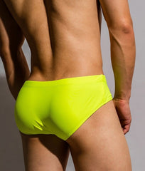 hot gay man in Fluorescent Green Gay Swimwear | DM Zipper Swim Briefs- pridevoyageshop.com - gay men’s underwear and swimwear