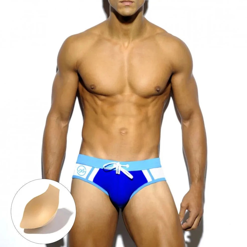 a hot gay man in blue Men's Two-toned Bold Swim Briefs - pridevoyageshop.com - gay men’s underwear and swimwear