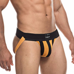 a sexy gay man in orange Athletic Stripe Jockstraps - pridevoyageshop.com - gay men’s underwear and swimwear