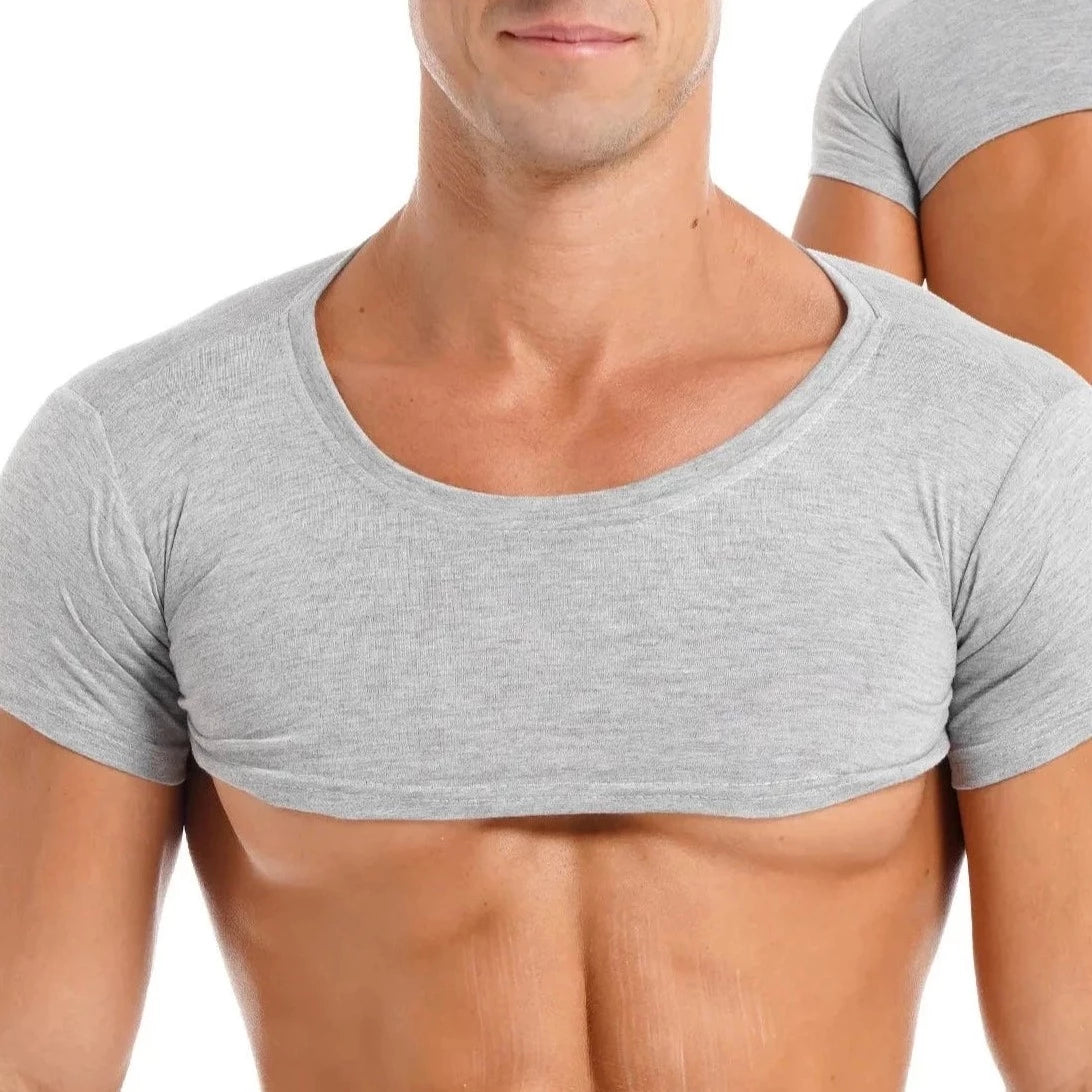 a hot gay guy in gray Men's Casual Solid Crop Tops | Gay Crop Tops & Club Wear - pridevoyageshop.com - gay crop tops, gay casual clothes and gay clothes store