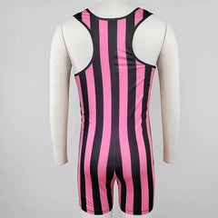 details of rose red Retro stripes U-Neck Romper Singlets - Men's Singlets, Bodysuits, Rompers & Jumpsuits - pridevoyageshop.com