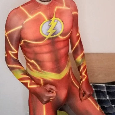 SuperHero Bodysuit: the Flash Costume for Erotic Gay Cosplay- pridevoyageshop.com - gay men’s harness, lingerie and fetish wear