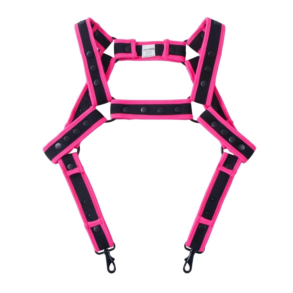 hot pink Pride Pulse Suspender Harness -pridevoyageshop.com - gay men’s harness, lingerie and fetish wear