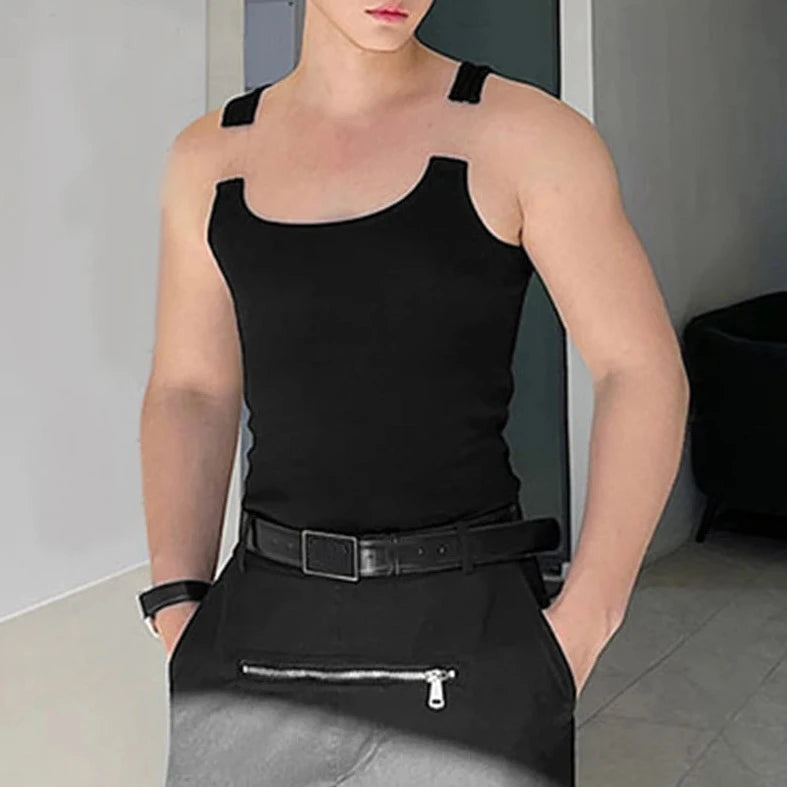 a hot gay man in black The Chic Tank Slim Fit - pridevoyageshop.com - gay men’s gym tank tops, mesh tank tops and activewear