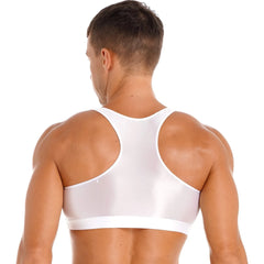 a sexy gay man in white Men's Glossy Sports Crop Top | Gay Crop Tops & Sports Wear - pridevoyageshop.com - gay crop tops, gay casual clothes and gay clothes store