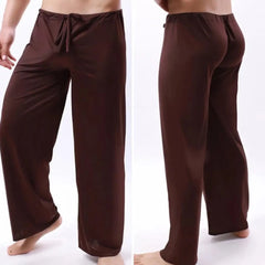 brown Men's Drawstring Silky Bell Bottom Sweats & Yoga Pants - pridevoyageshop.com - gay men’s underwear and swimwear