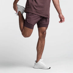 sexy gay man in brown Men's Built In Compression Workout Shorts | Gay Shorts - Men's Activewear, gym short, sport shorts, running shorts- pridevoyageshop.com