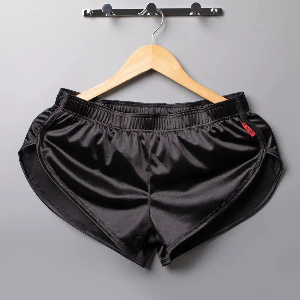 black Booty Call Lounge High-Slit Shorts - pridevoyageshop.com - gay pajamas, gay loungewear, gay sleepwear