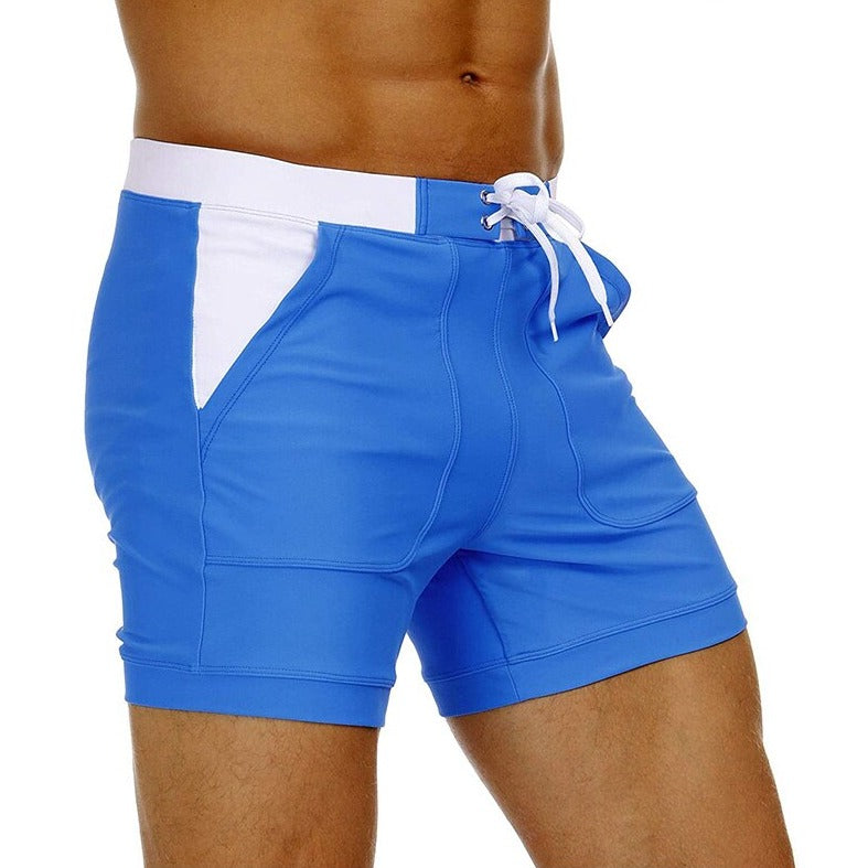 hot gay man in Royal Blue Gay Swimwear & Beachwear | Drawstring Boxer Swim Trunks - pridevoyageshop.com - gay men’s underwear and swimwear