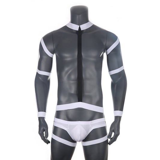 white Gentleman Full Body Harness | Gay Harness- pridevoyageshop.com - gay men’s harness, lingerie and fetish wear