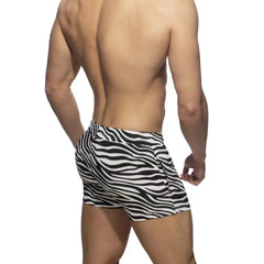 a hot gay man in Men's Zebra Print Swim Trunks - pridevoyageshop.com - gay men’s underwear and swimwear