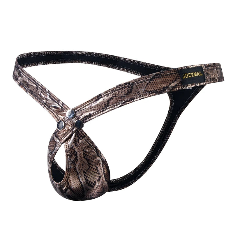 gold Jockmail Snakeskin Bare Thong - pridevoyageshop.com - gay men’s underwear and swimwear