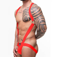sexy gay man in red CLEVER-MENMODE Elastic Jockstrap Harness | Gay Harness- pridevoyageshop.com - gay men’s harness, lingerie and fetish wear