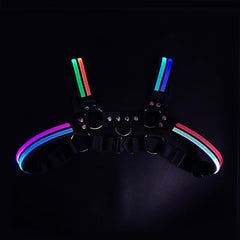 Rainbow Glow Chest Harness: Mens Best Night Club Wear- pridevoyageshop.com - gay men’s harness, lingerie and fetish wear