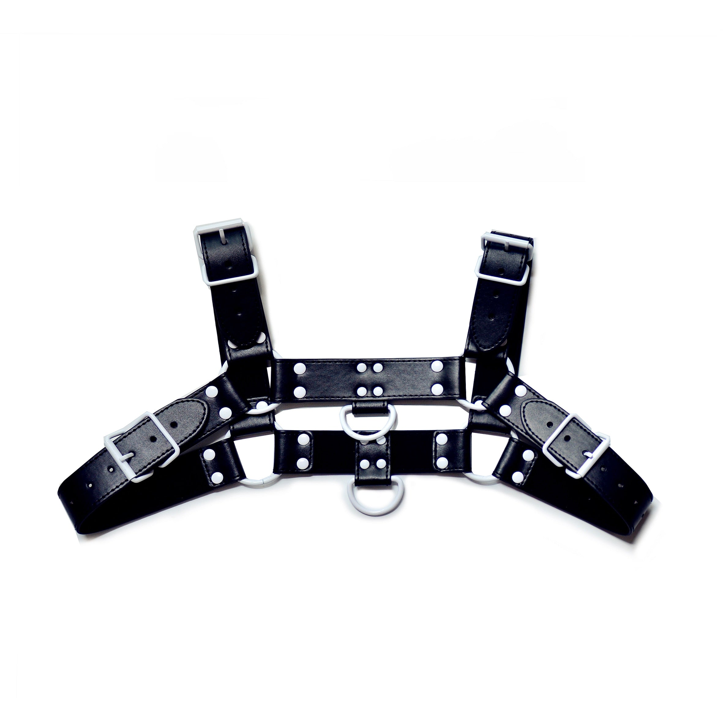 Black and White Adjustable Chest Harness: Men's Clubwear and Gay Lingerie