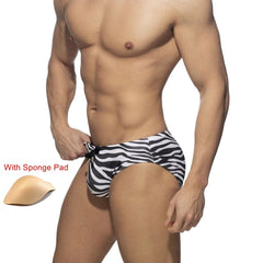sexy gay man in Gay Swimwear | Zebra Striped Swim Briefs- pridevoyageshop.com - gay men’s underwear and swimwear