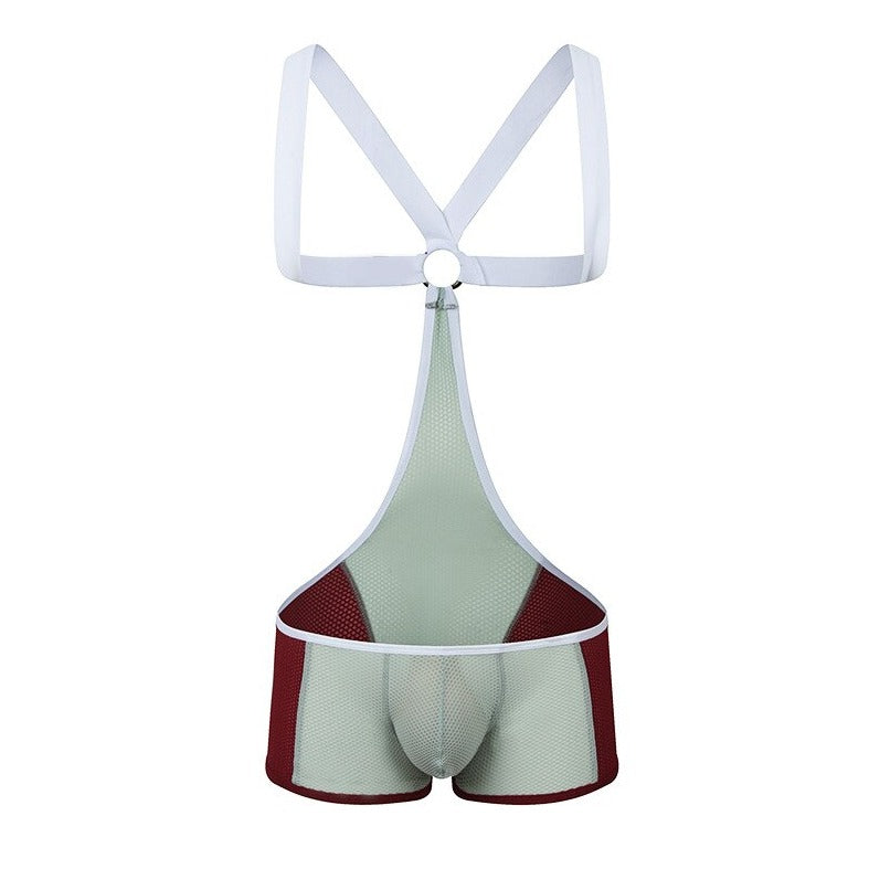 gray Gay Singlet and Bodysuit | Men's Mesh Backpack Singlets - Men's Singlets, Bodysuits, Rompers & Jumpsuits - pridevoyageshop.com