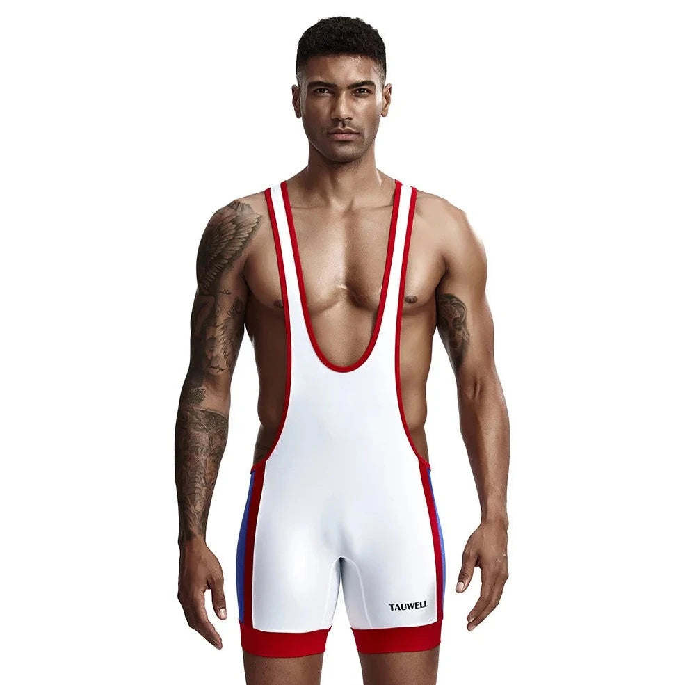 a hot man in white Deep Scoop Classic Wrestling Singlet - Men's Singlets, Bodysuits, Leotard & Unitard - pridevoyageshop.com