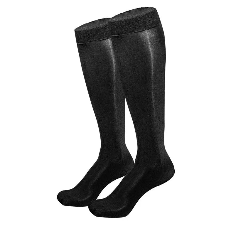 black Men's Ultra-thin Glossy Sheer Dress Socks - pridevoyageshop.com - gay men’s bodystocking, lingerie, fishnet and fetish wear