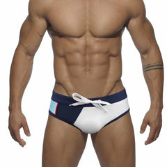 a sexy gay man white Men's Patchwork Bowtie Swim Briefs - pridevoyageshop.com - gay men’s underwear and swimwear