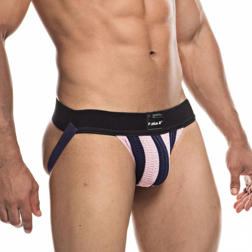 a sexy gay man in pink Athletic Stripe Jockstraps - pridevoyageshop.com - gay men’s underwear and swimwear