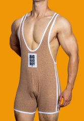 a sexy gay man in champagne DM Big Bad Boy Wrestling Singlet - Men's Singlets, Bodysuits, Rompers & Jumpsuits - pridevoyageshop.com