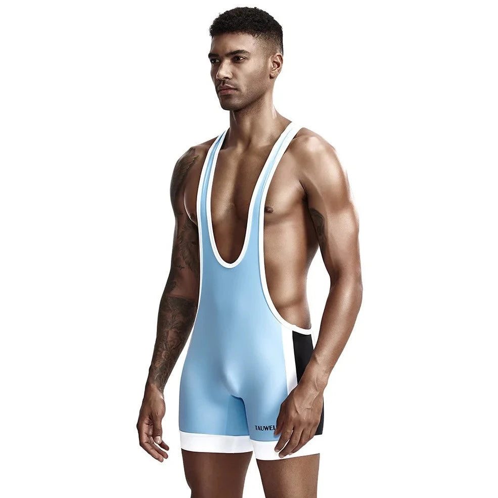 a hot man in aqua Deep Scoop Classic Wrestling Singlet - Men's Singlets, Bodysuits, Leotard & Unitard - pridevoyageshop.com