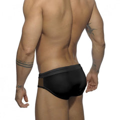 a sexy gay man in black Men's Sideshow Mesh Swim Briefs - pridevoyageshop.com - gay men’s underwear and swimwear
