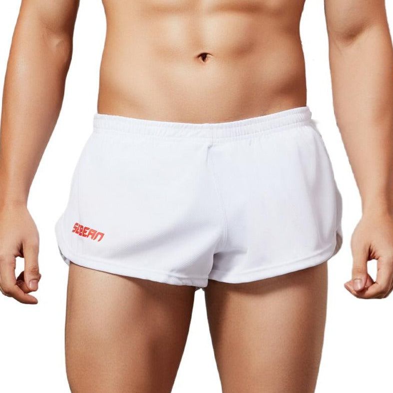sexy gay man in white Seobean Men's Quick Dry Running Shorts | Gay Shorts - Men's Activewear, gym short, sport shorts, running shorts- pridevoyageshop.com